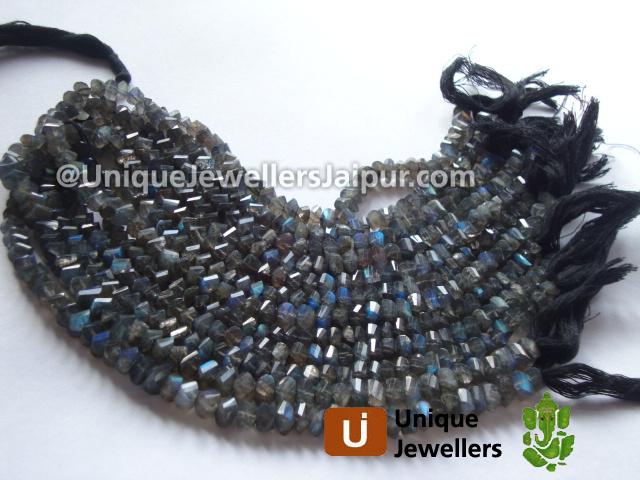 Labradorite Twisted Roundelle Beads